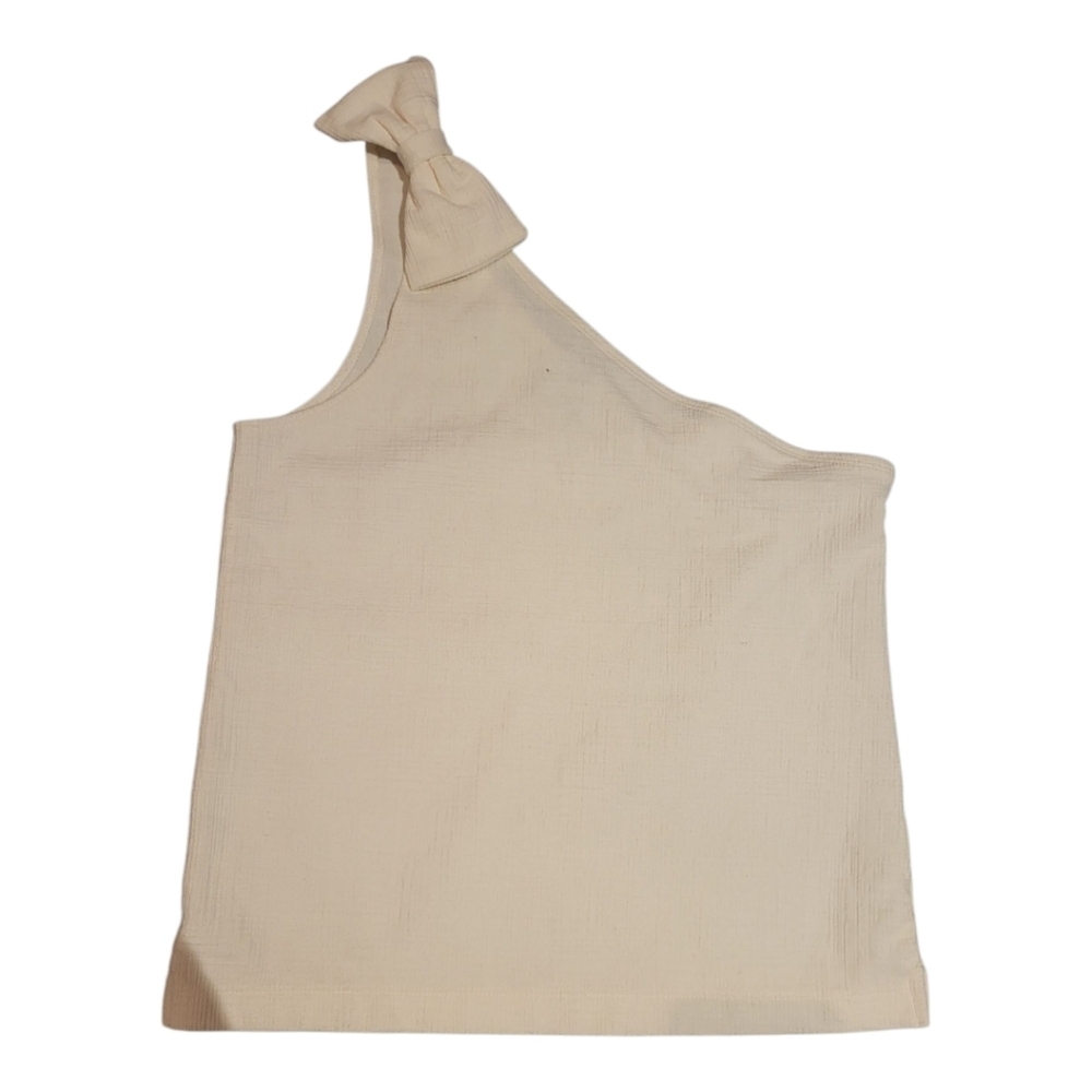 Cream One-Shoulder Top with Bow